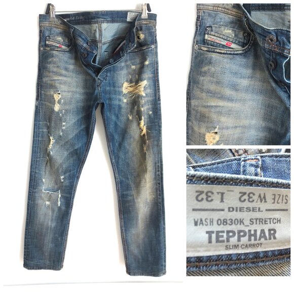 Diesel Other - DIESEL MEN'S TEPPHAR SLIM CARROT DISSTRESS JEANS